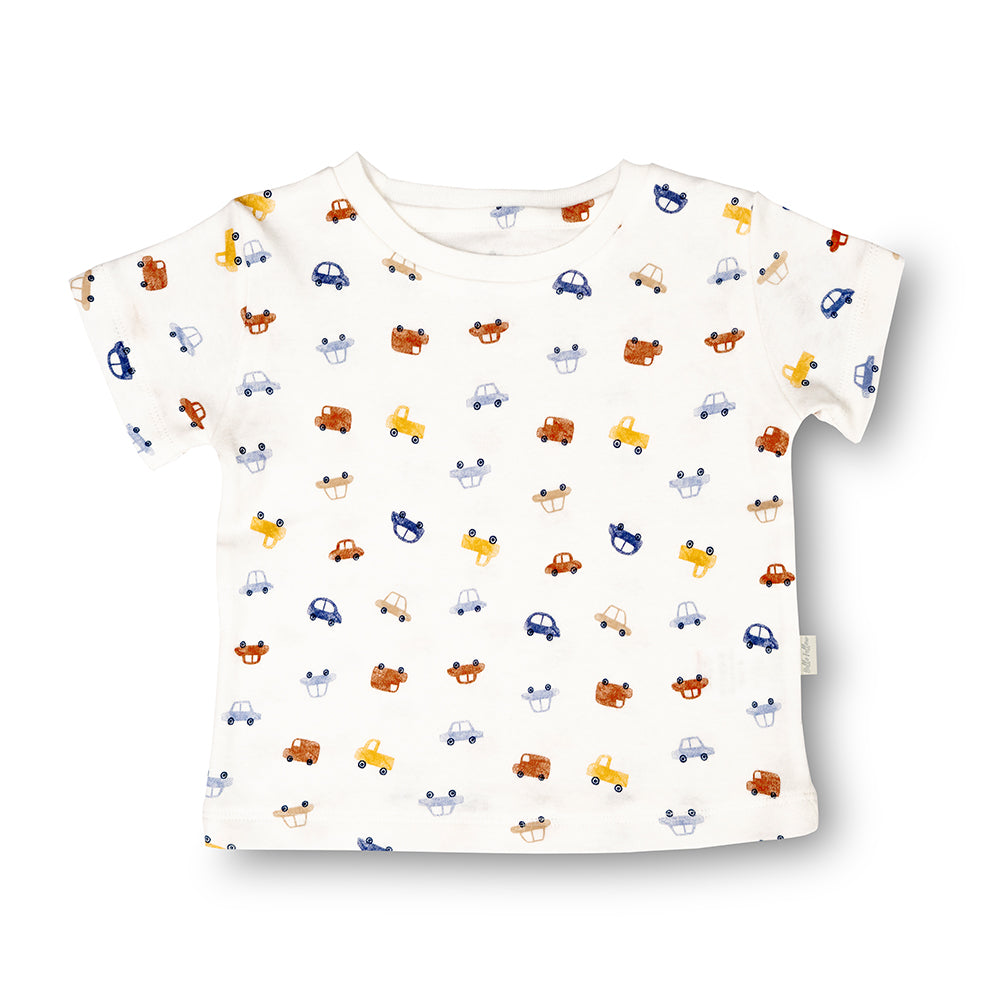 White Printed Cotton T shirt