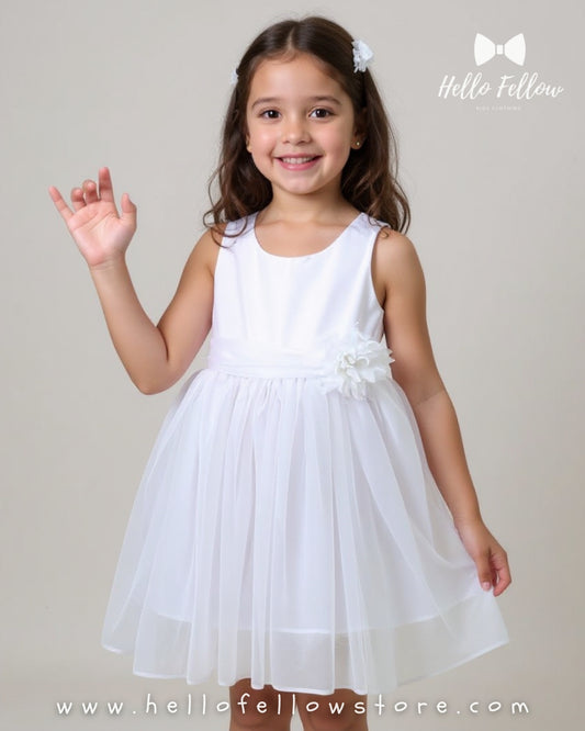 Pearly White Sleeveless Party Dress