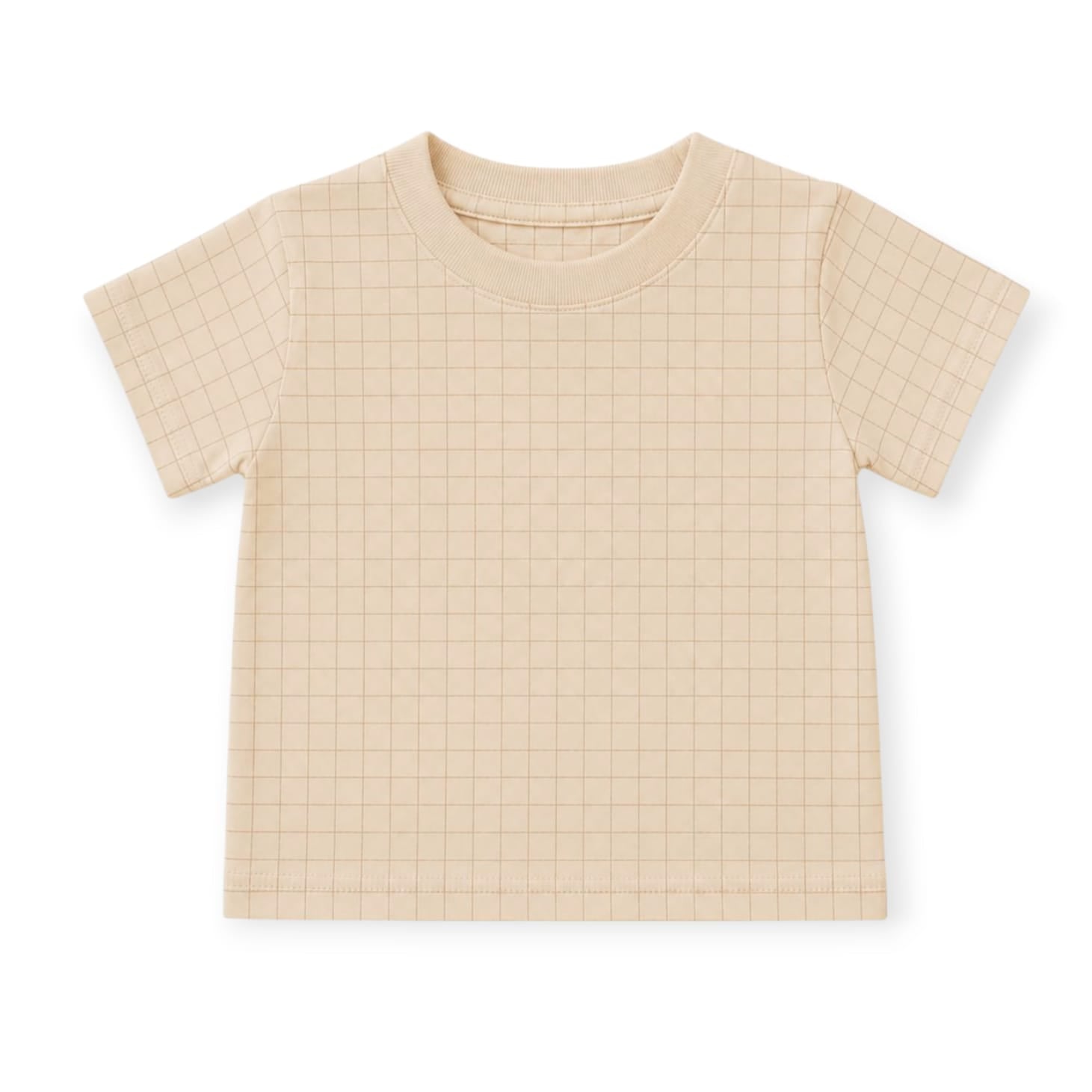 Checked T-Shirt -Cream