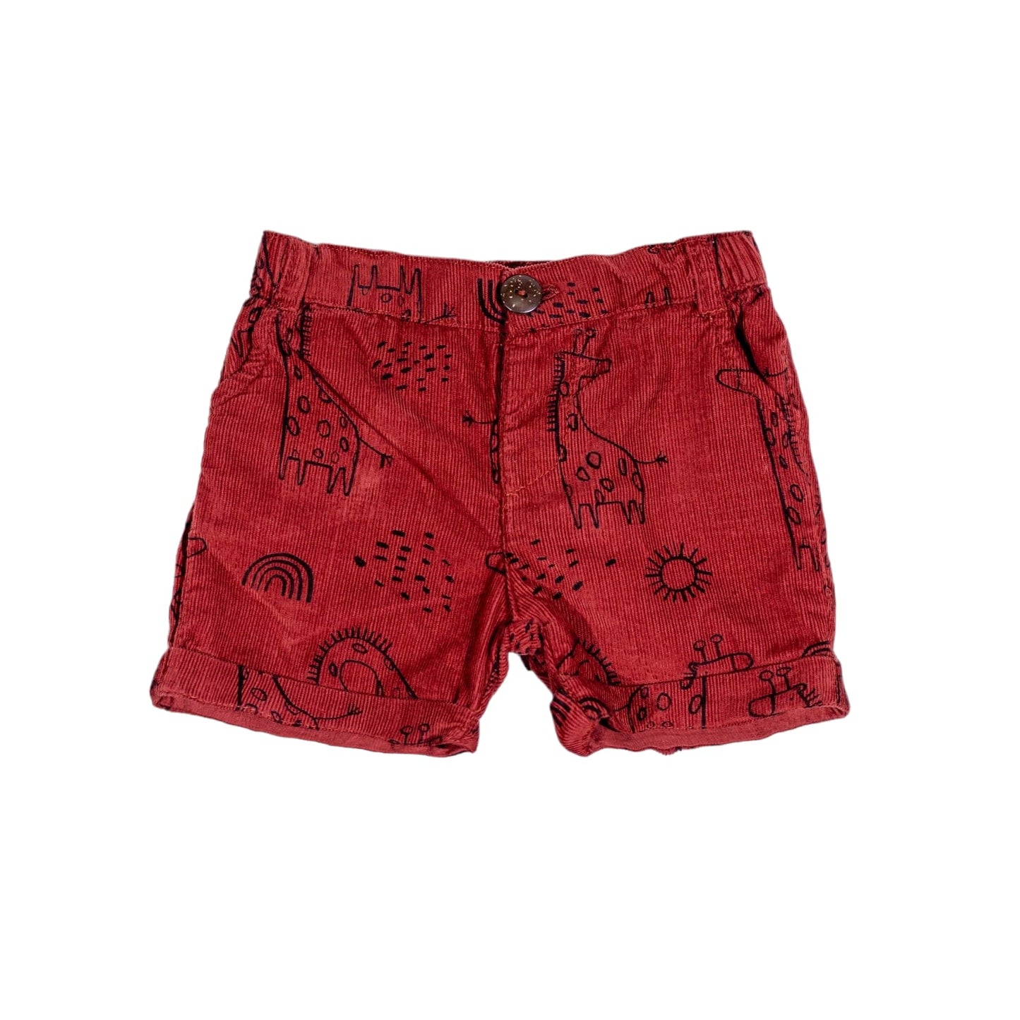 Animal Printed Corduroy Short - Brown