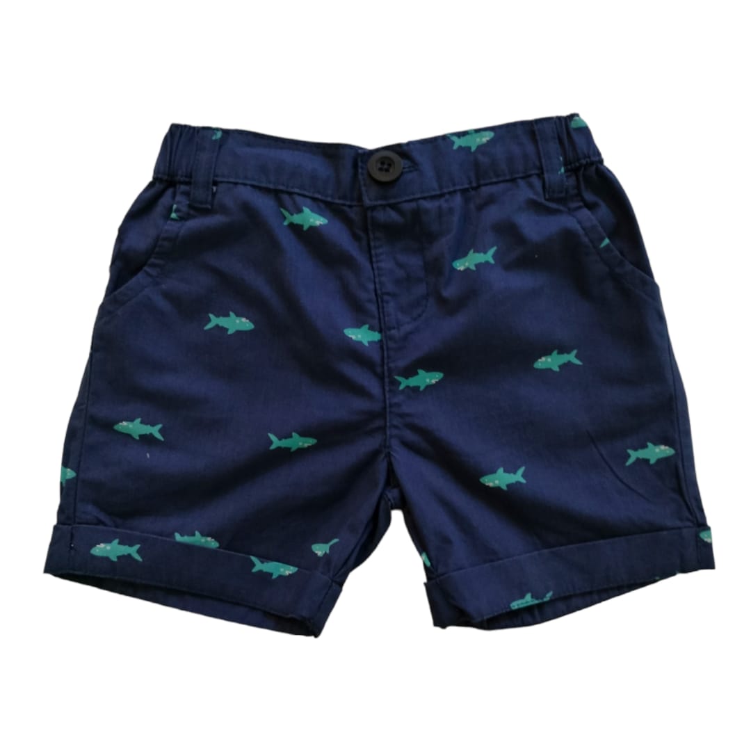 Dark Blue Short - Shark Printed