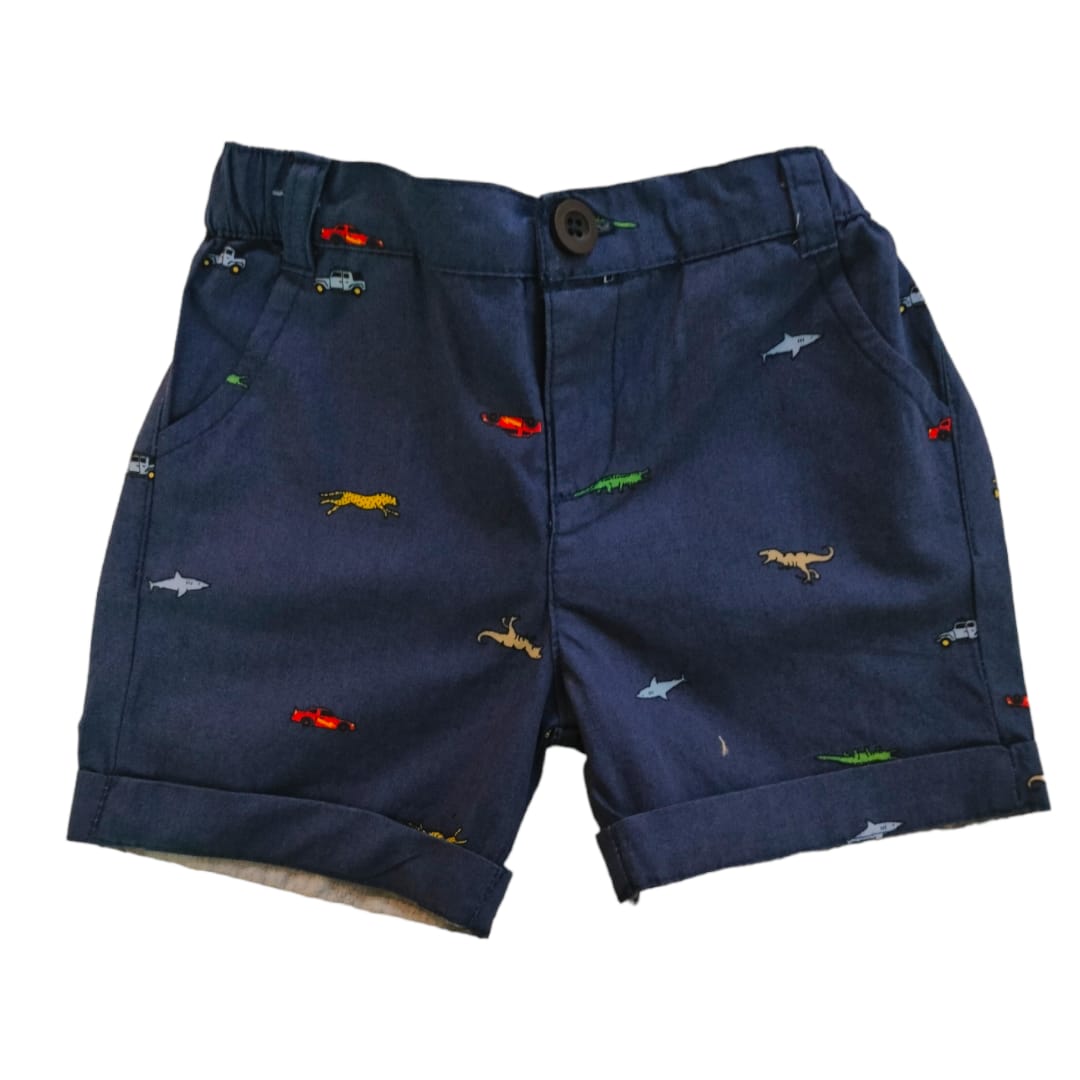 Dark Blue Printed short - Animal Theme
