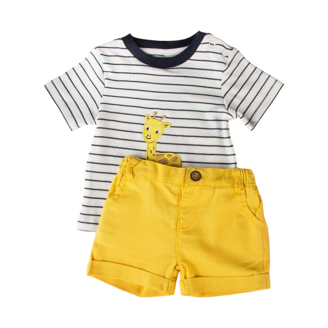 Baby Giraffe T-Shirt with Yellow Short Set