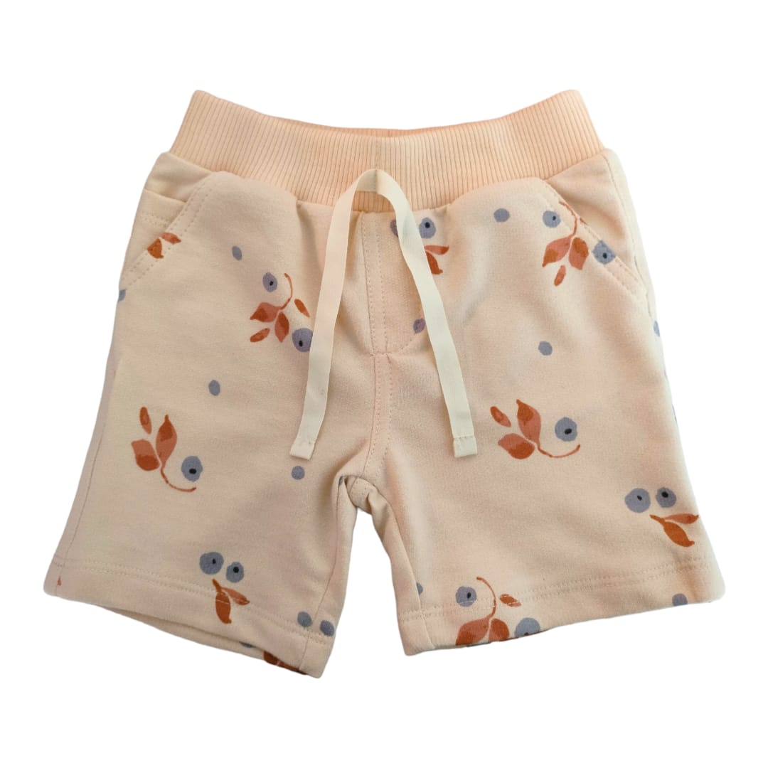 Girl's Rib Short - Beige Printed