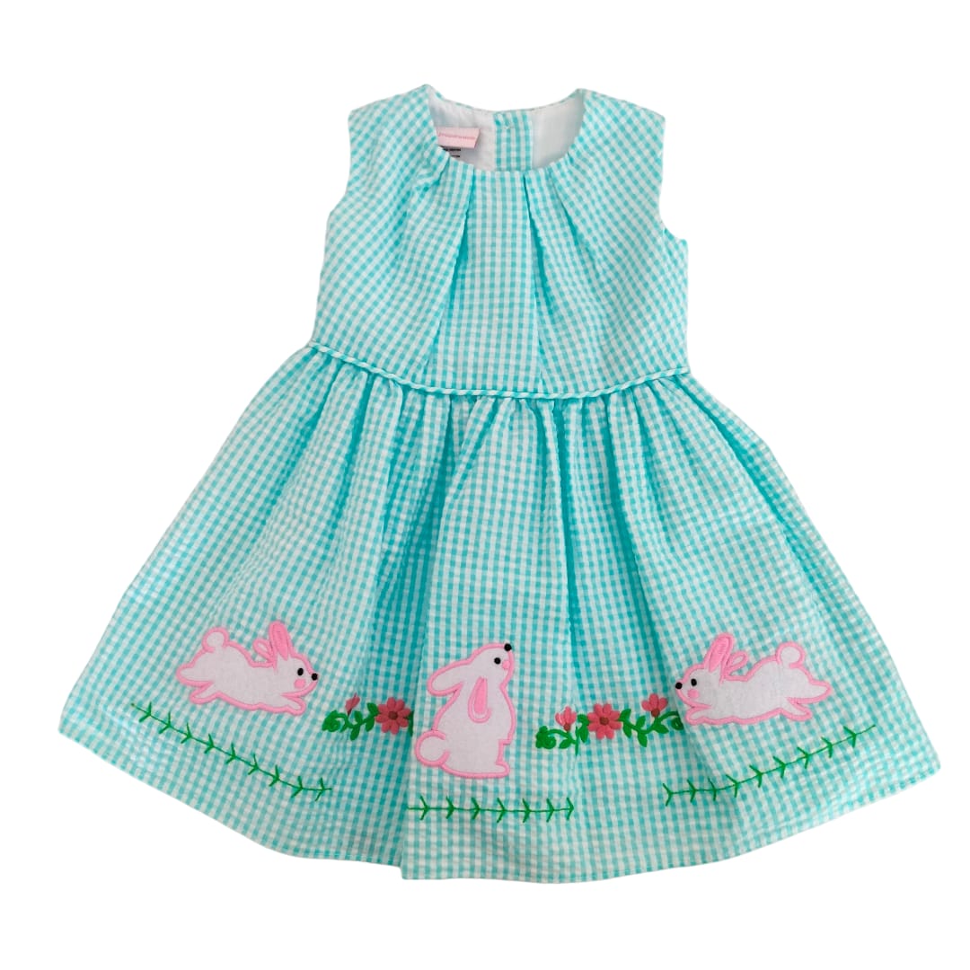 Girl's Sleeveless Light Blue Three Rabbit Dress