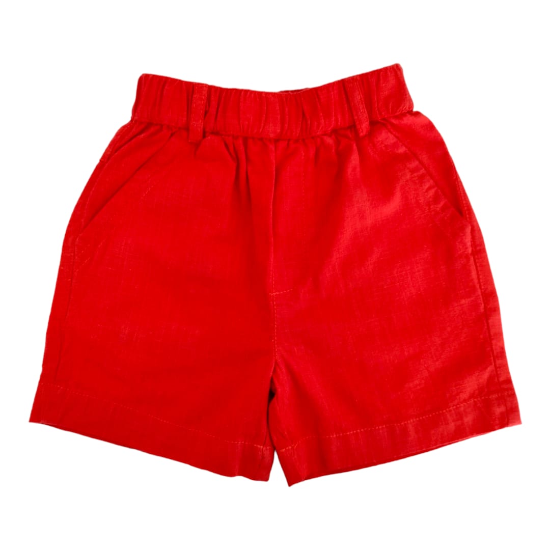 Boy's Linen Short - Red