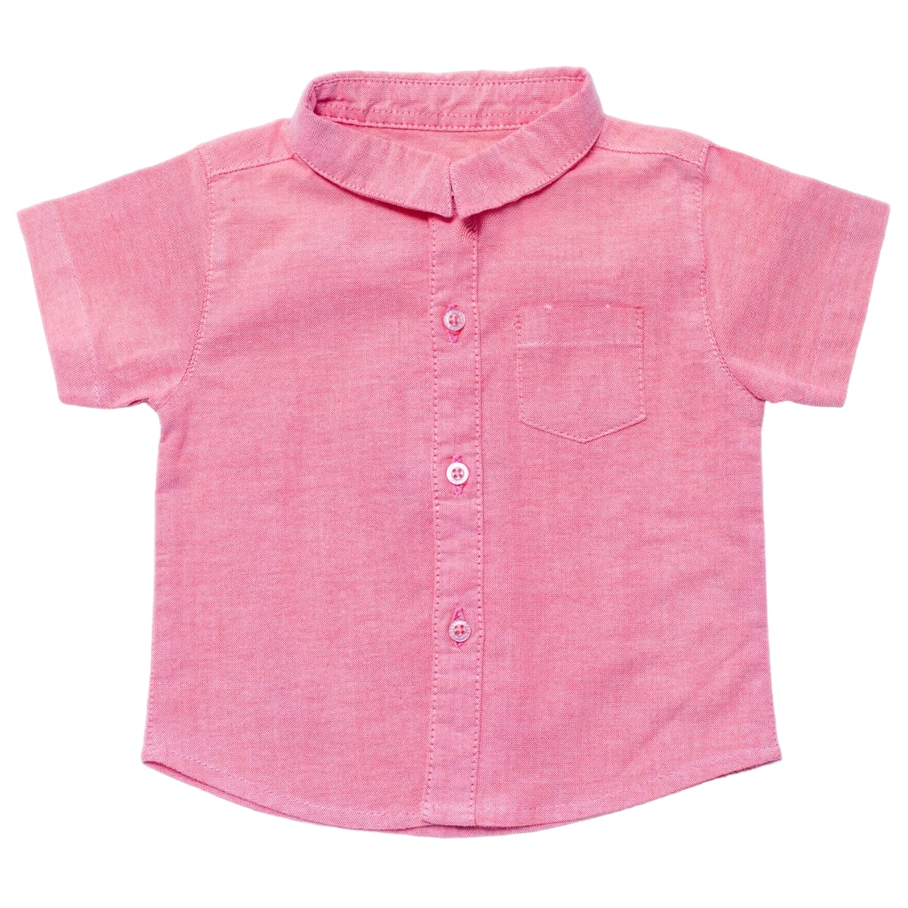 Flamingo Pink Collar Short Sleeve Shirt