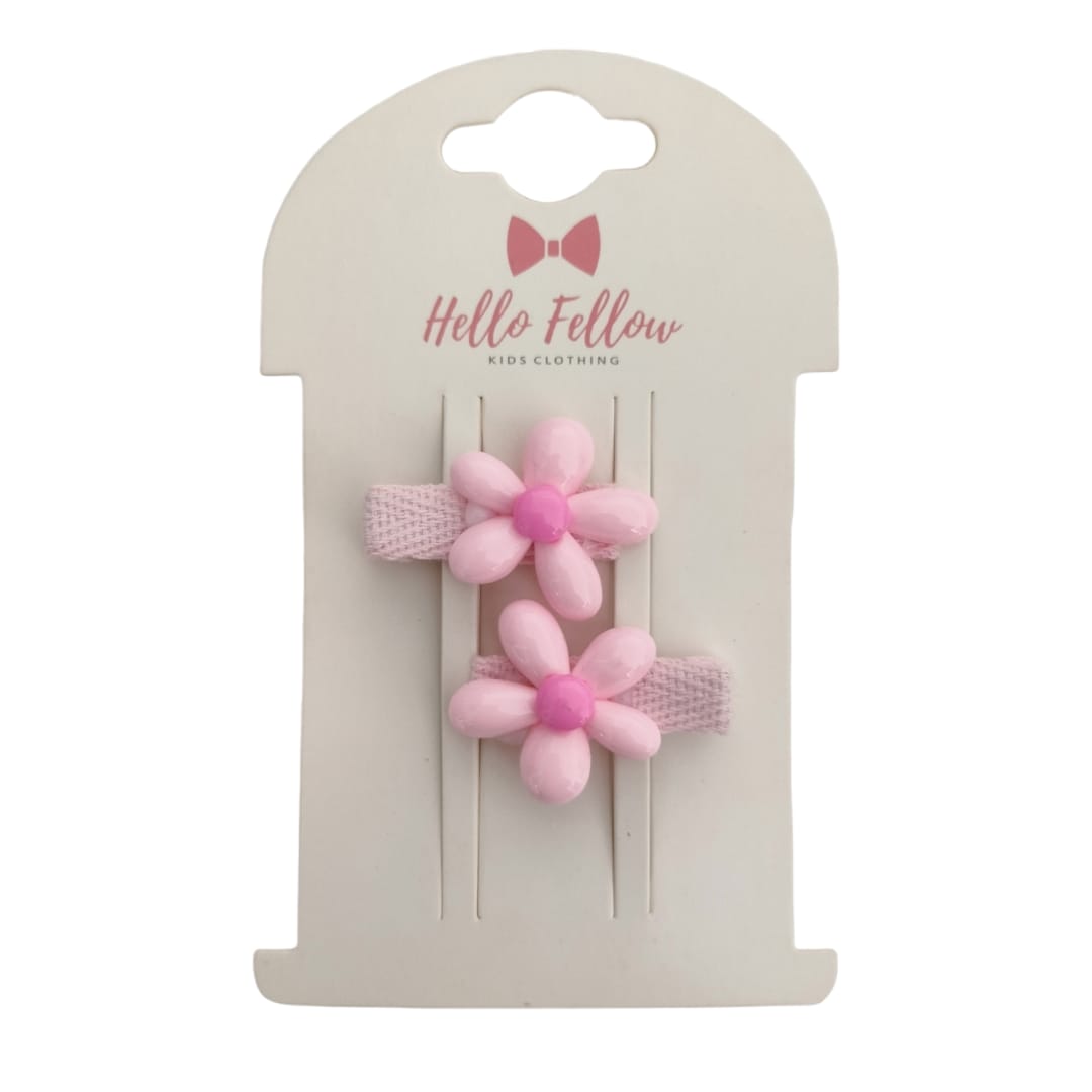 Girl's Flower Hair Clips - Pink