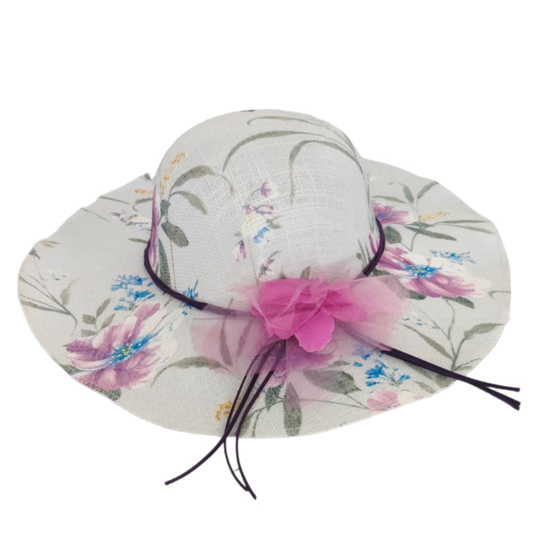 Girl's Floppy Hat with Purple Flowers