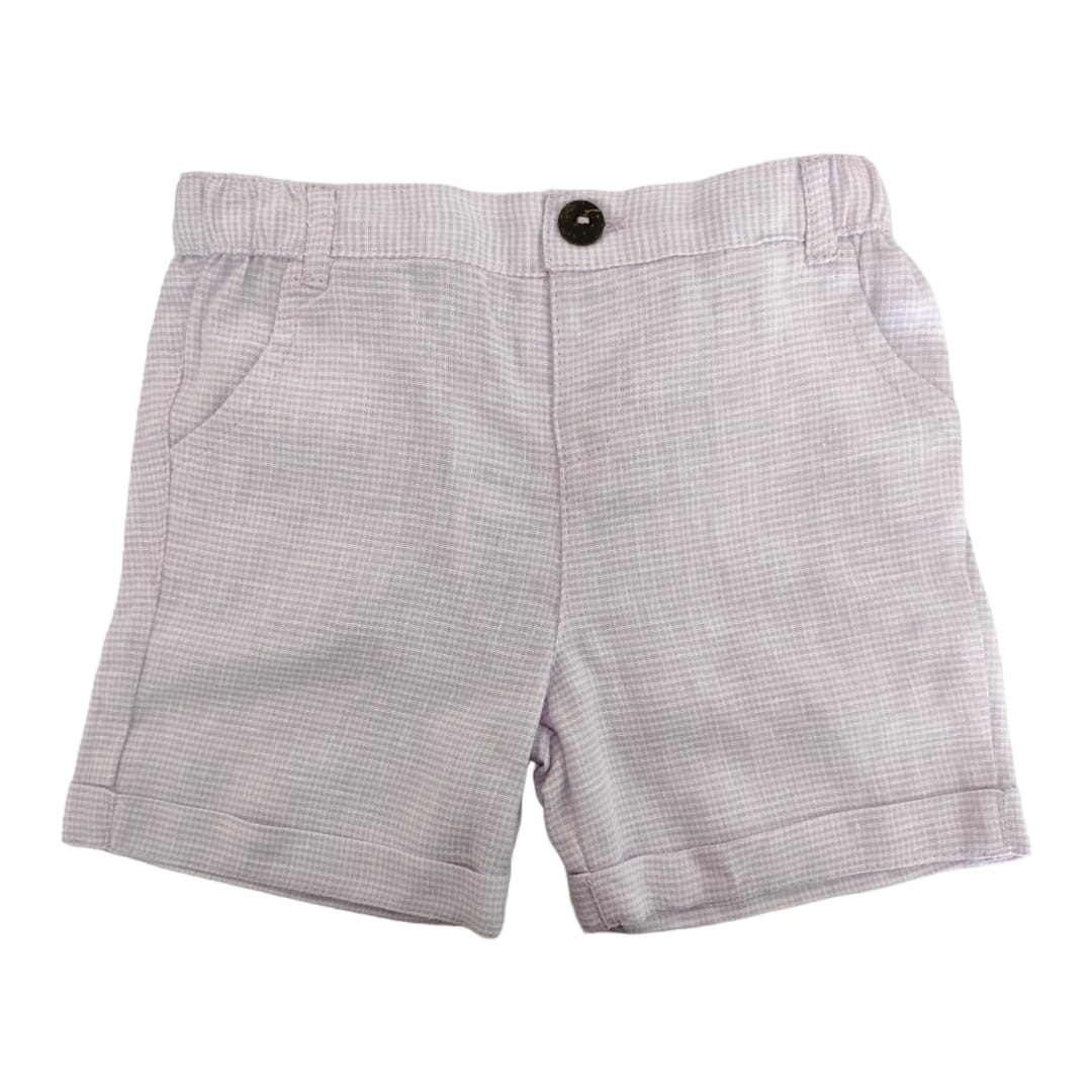 Boy's Linen Short - Purple Striped