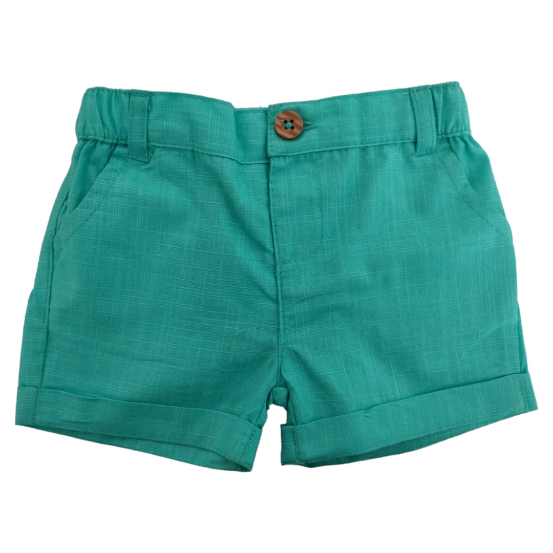 Boy's Linen Short - Aqua Green