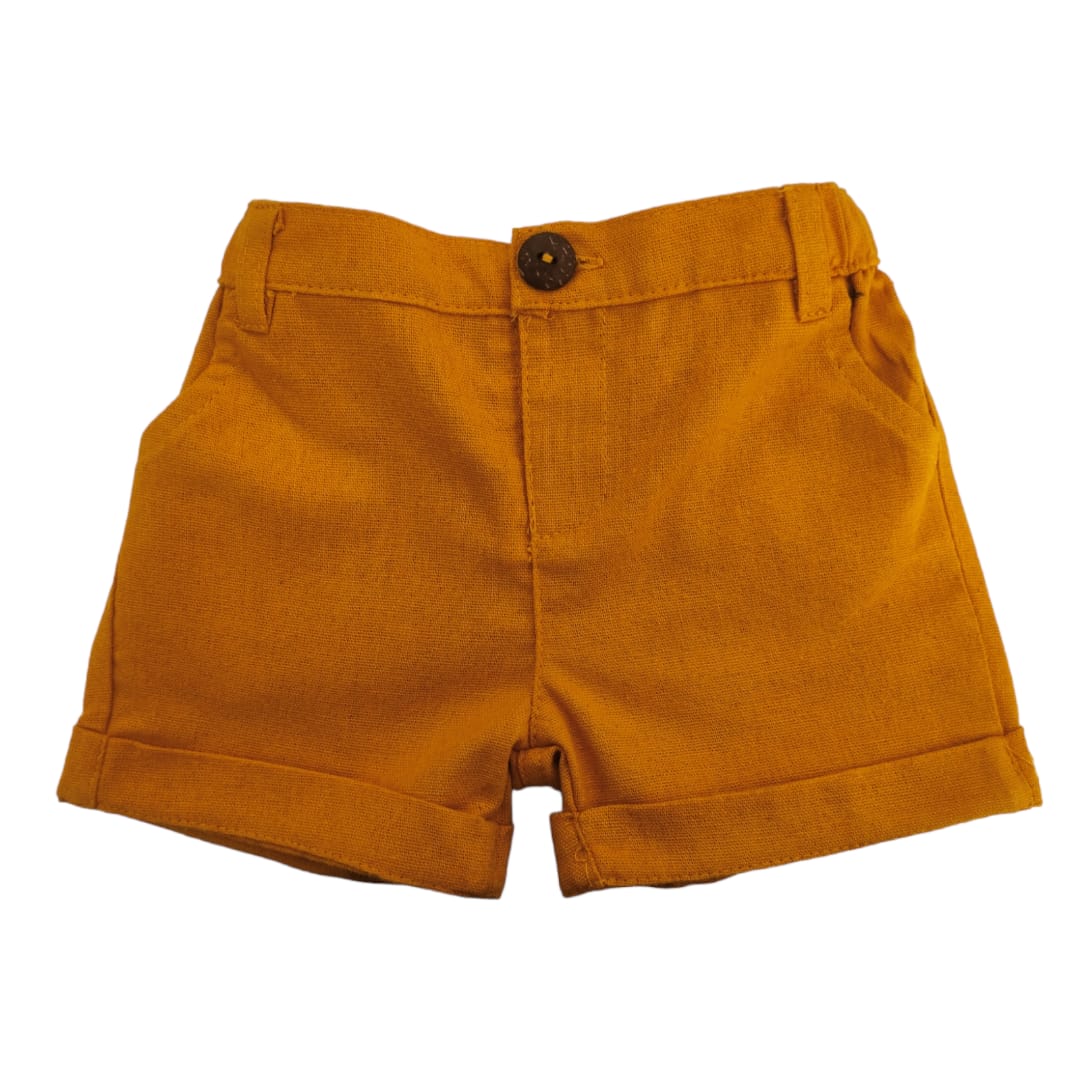 Boy's Linen Short - Mustard Yellow