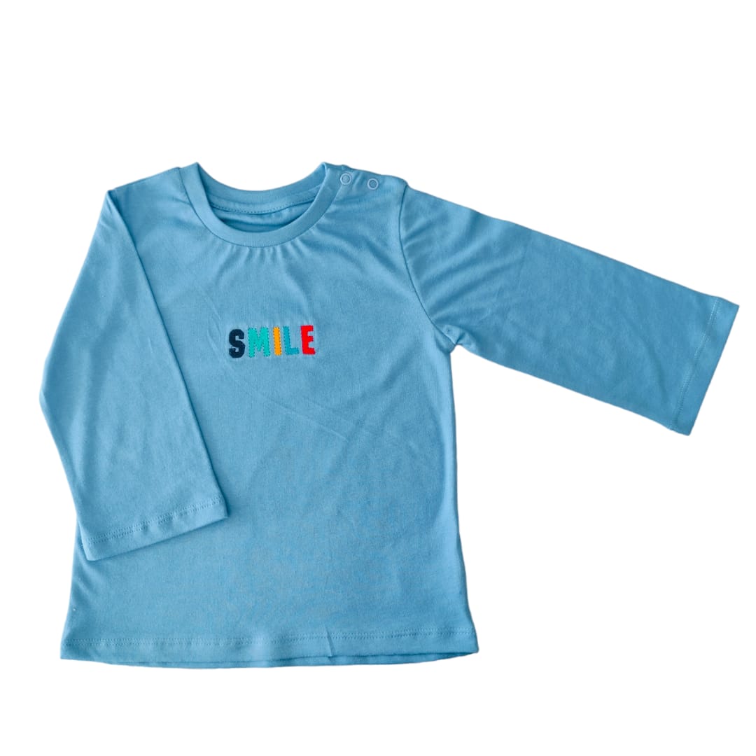 Boy's "Smile" Long Sleeve T Shirt - Blue