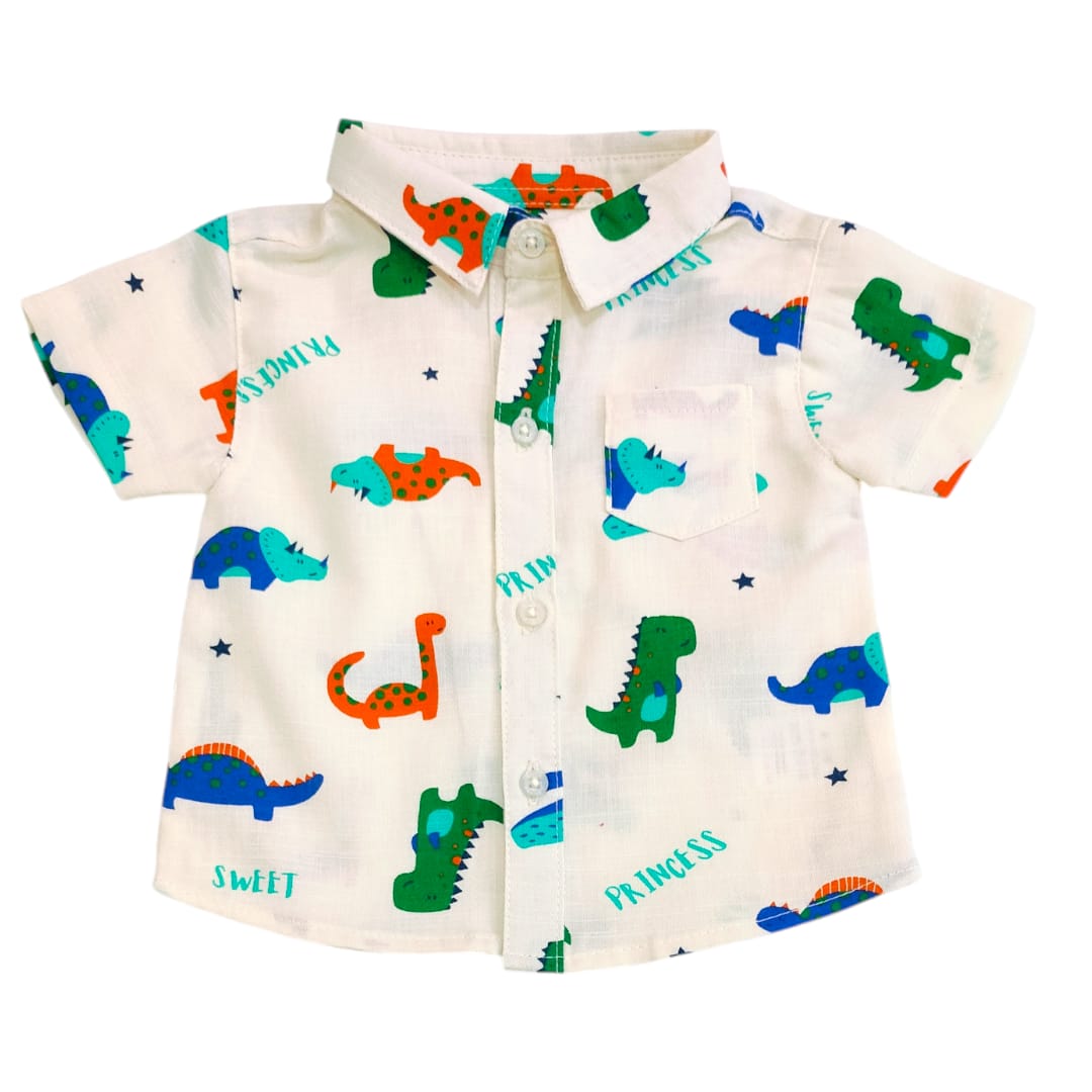 Boy's Collar Shirt - Dino Printed
