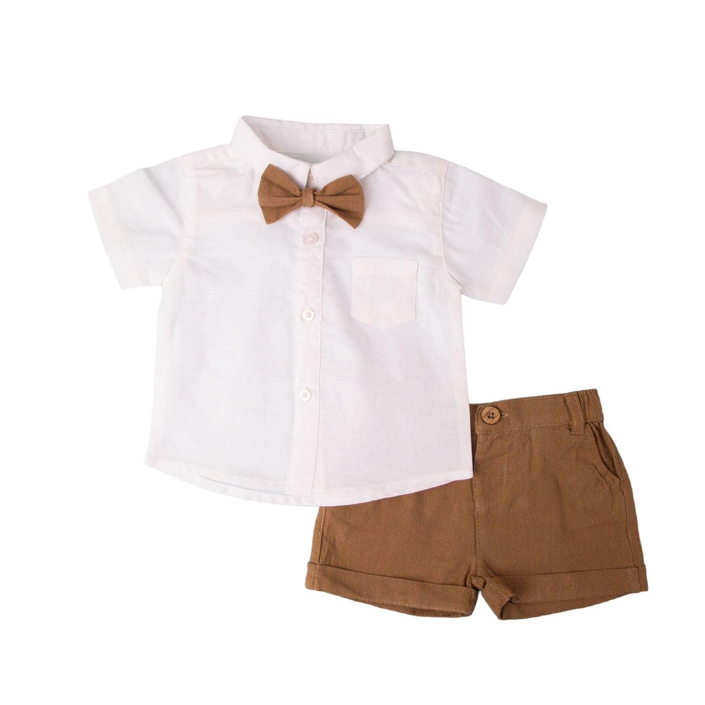 White Shirt & Brown Short with Bow