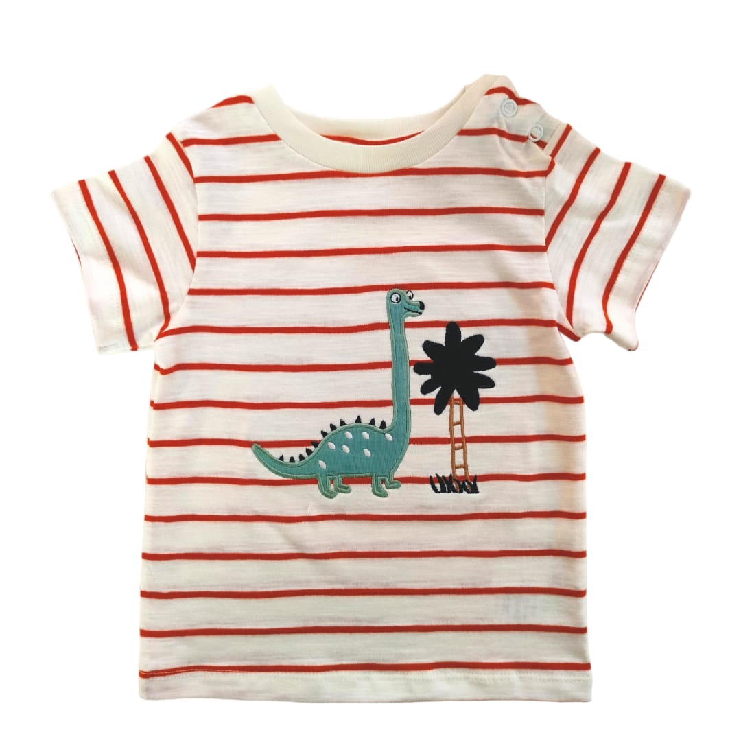 Dino T-Shirt - Orange Stripe