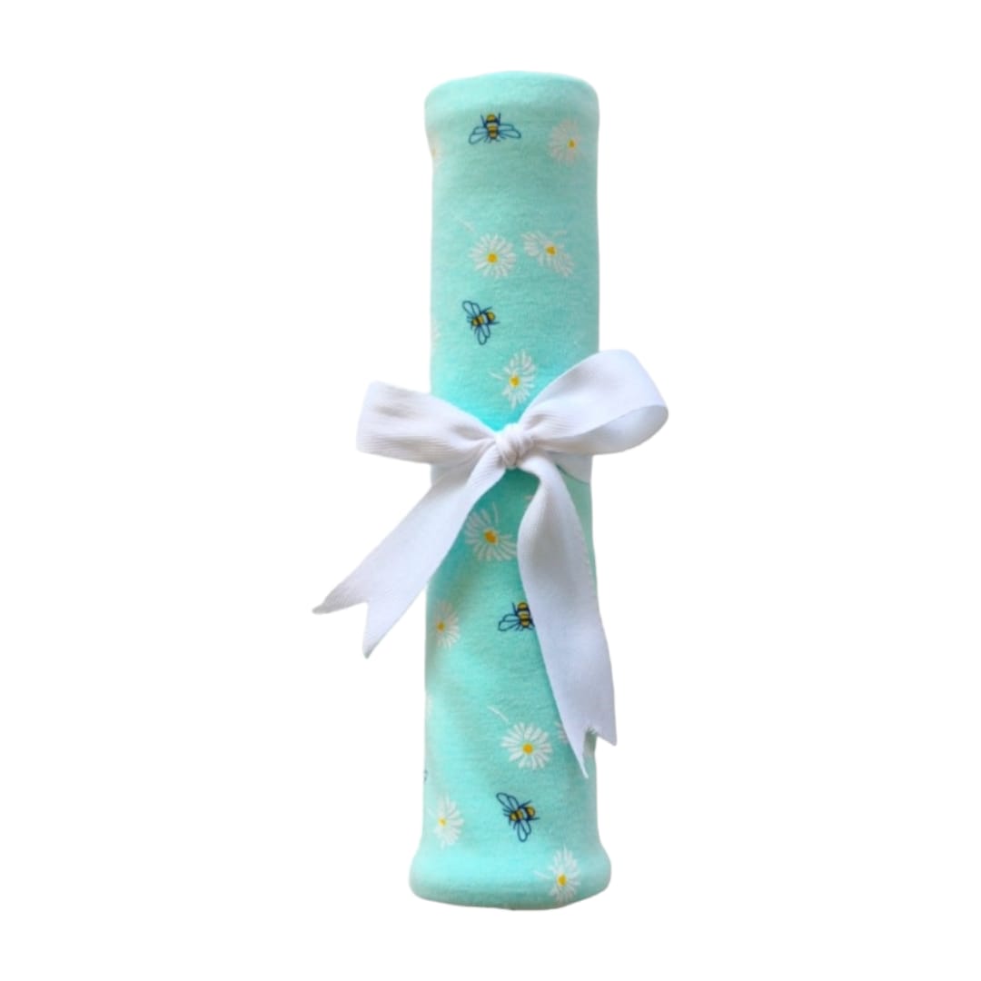 Bee Printed Green Baby Hooded Blanket