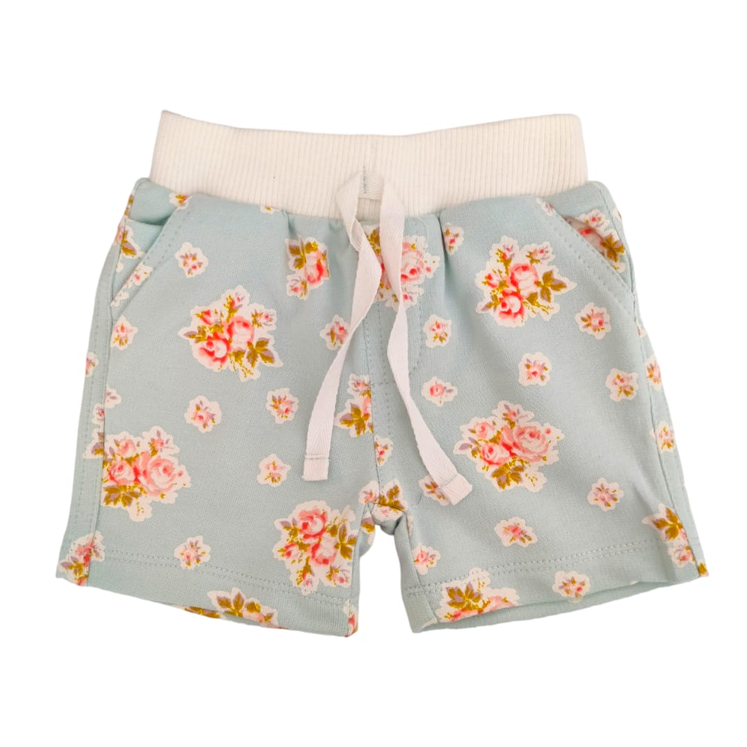 Baby Girl's Rib Short - Blue Floral