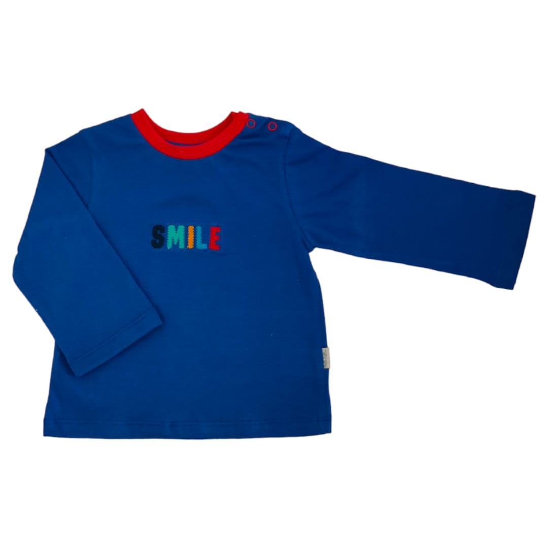 Boy's "Smile" Long Sleeve T Shirt - Blue