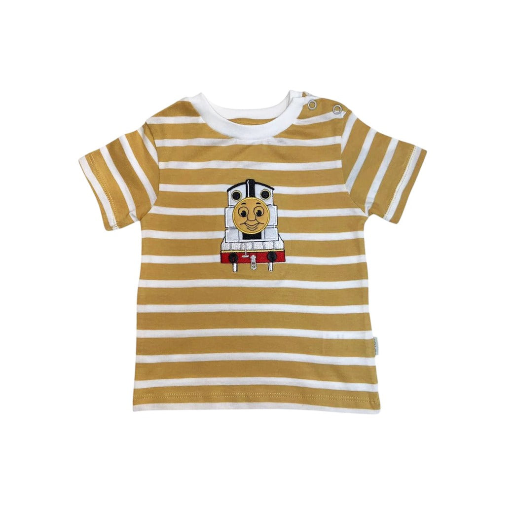 Yellow Stripe Train Embroidered T - Shirt
