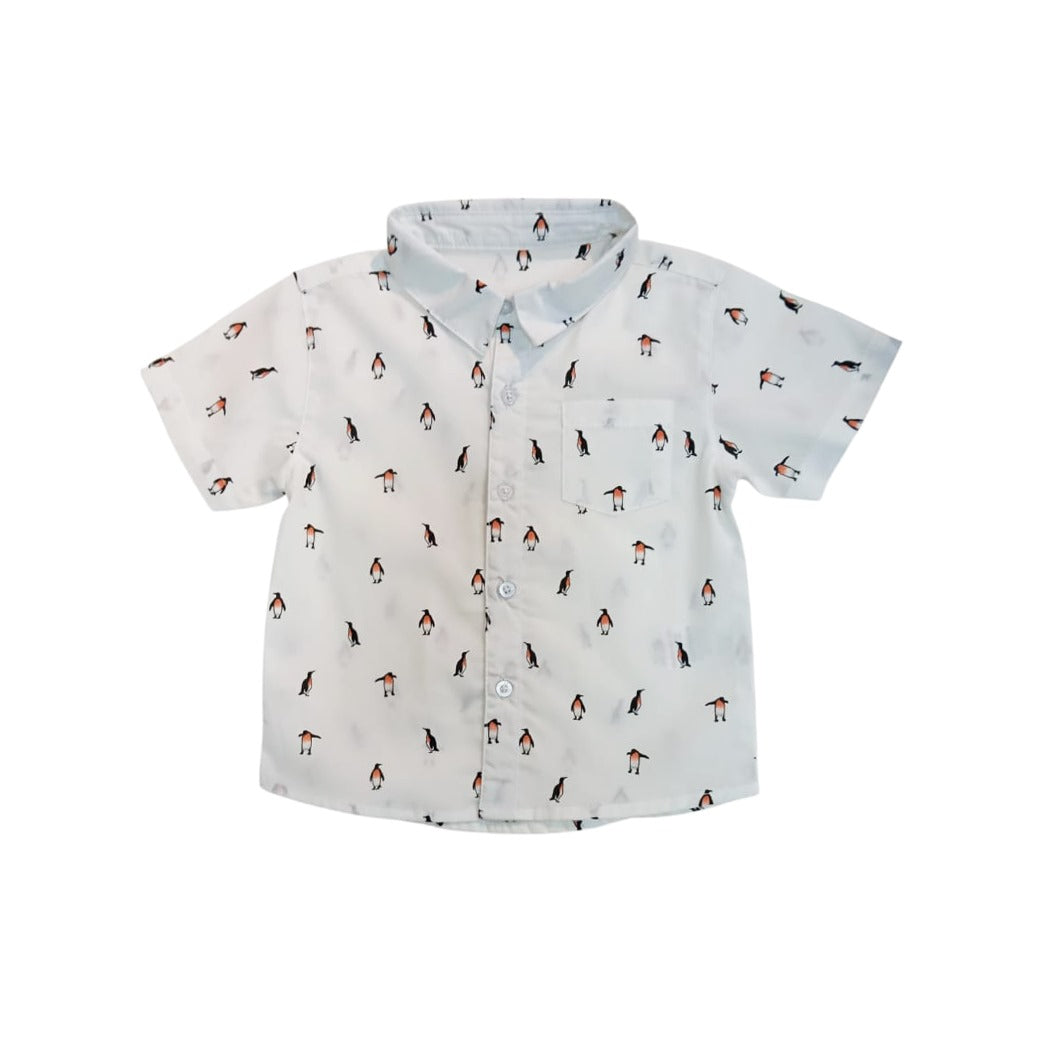 Boy's Collar - Penguin Print Shirt