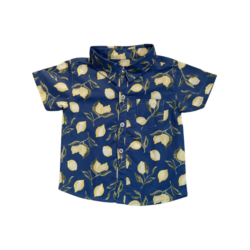 Boy's Collar Shirt - Lemon Print
