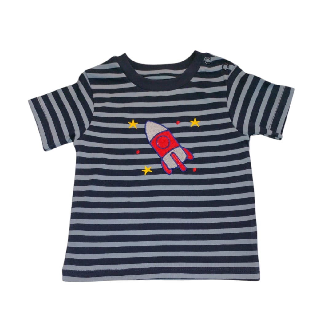 Boy's T Shirt - Rocket Embroidered