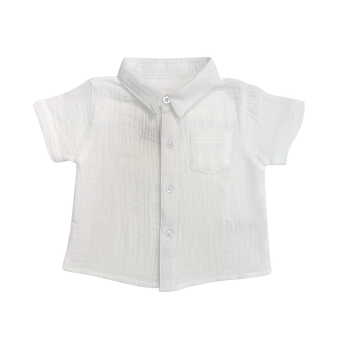Boy's Collar Muslin Shirt - White