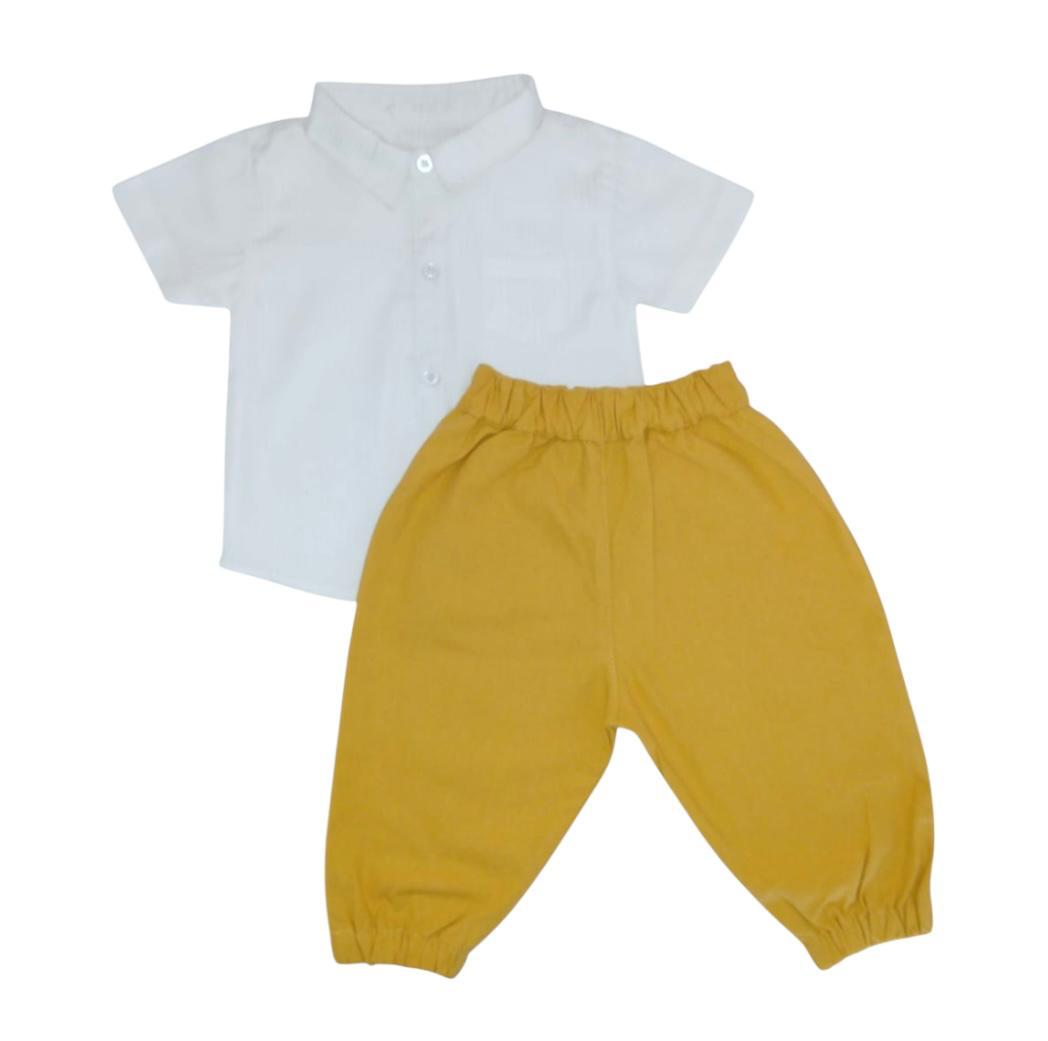 Mustard Yellow Chino Pant with White Collar Shirt