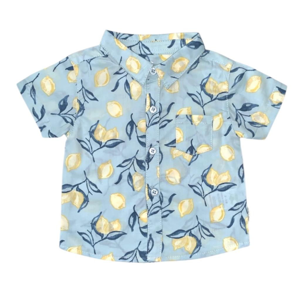 Light Blue Lemon Print Shirt