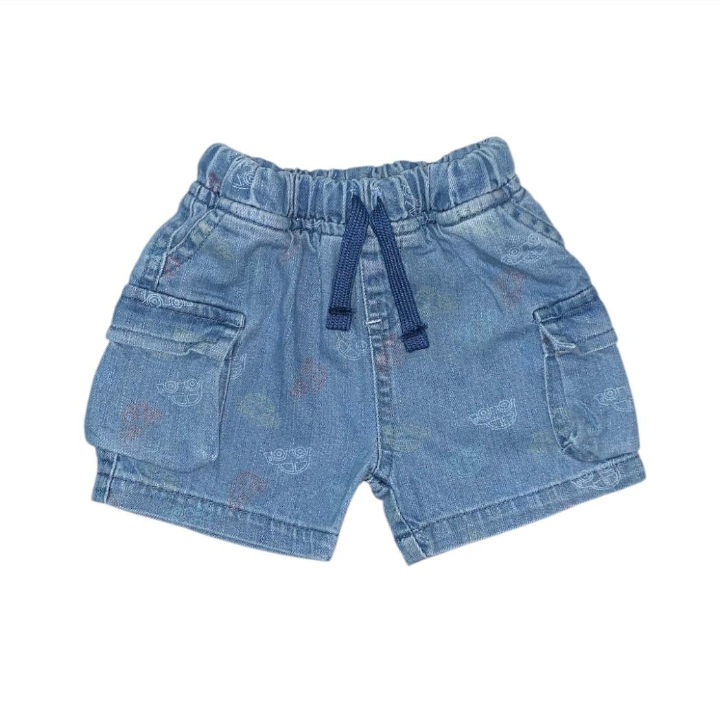 Printed Denim Short