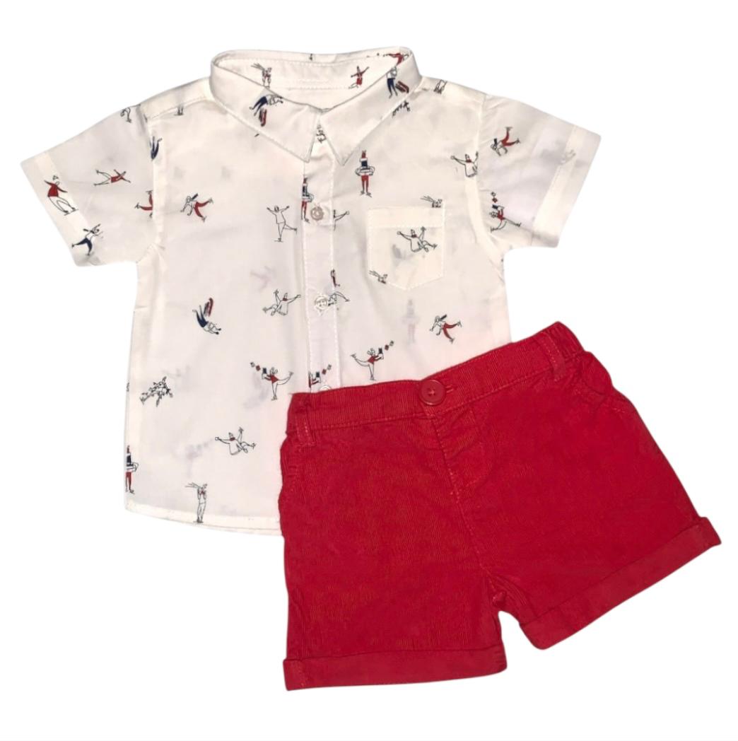 Tiny Dancers Printed Shirt & Red Short Set
