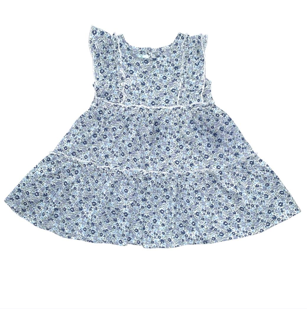 Short Sleeve Blue Floral Dress