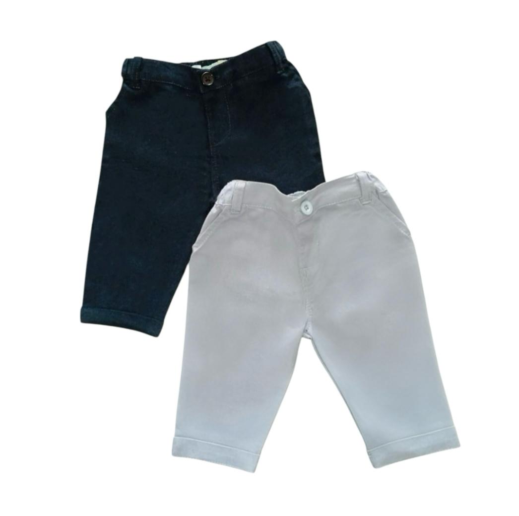 Linen Pant Set - Dark Blue & Gray