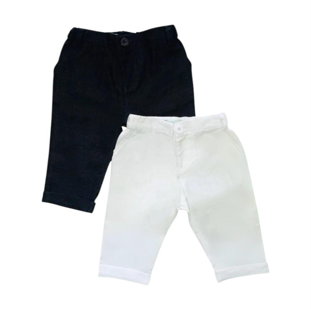 Linen Pant Set - Black & White