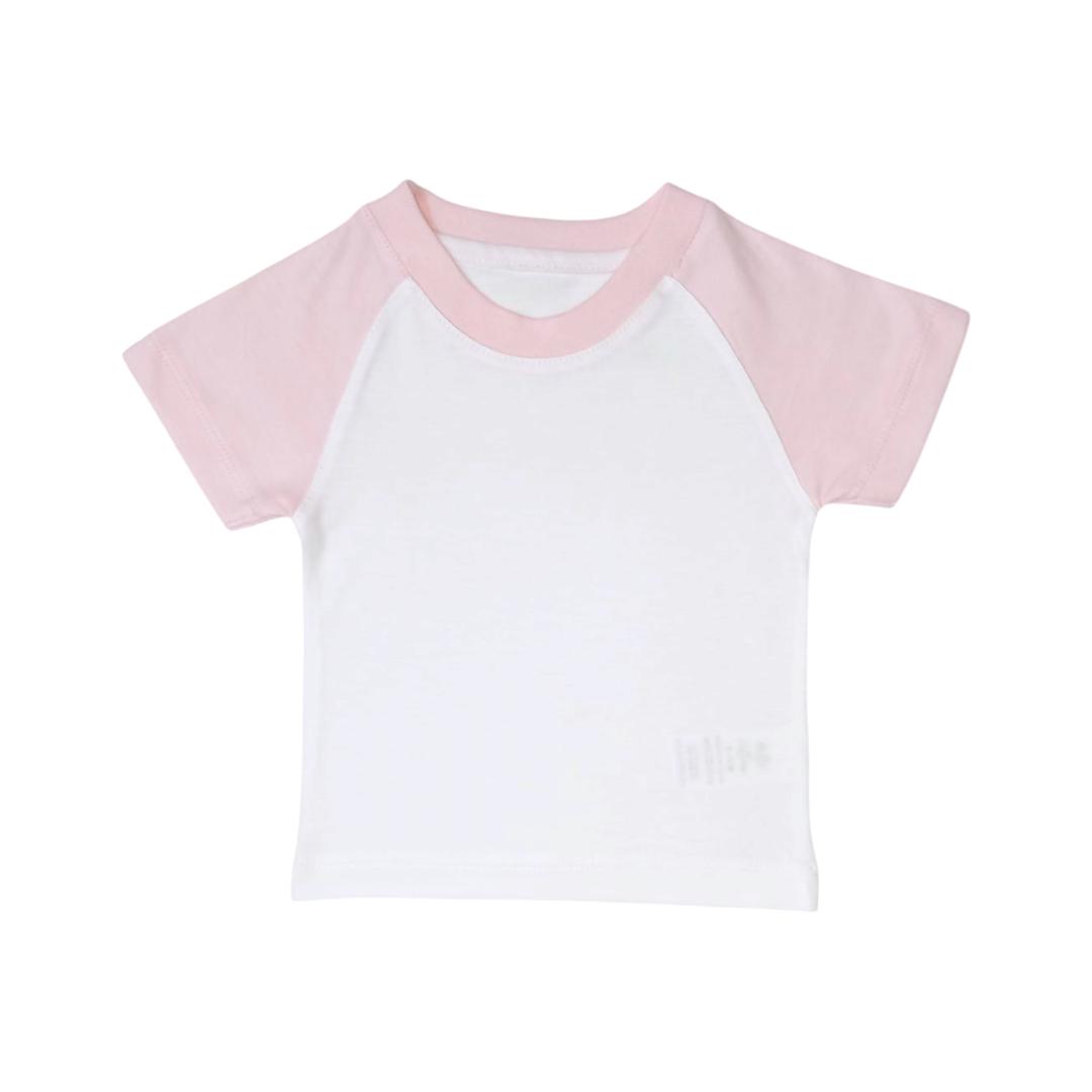Raglan T shirt - White & Pink