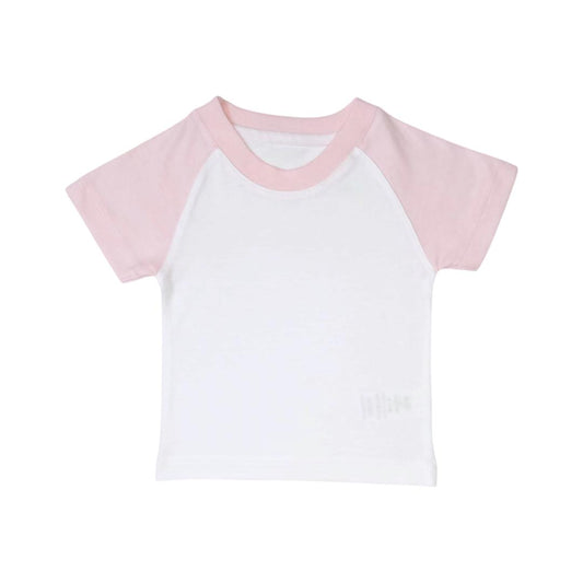 Raglan T shirt - White & Pink