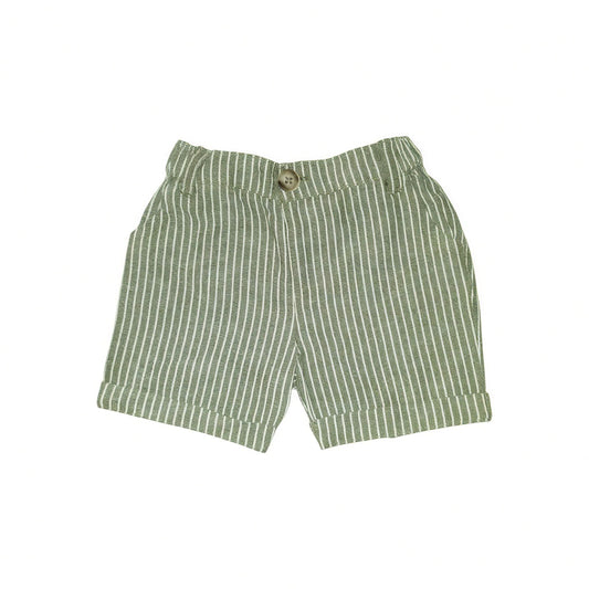 Boy's Short - Dark Green & White