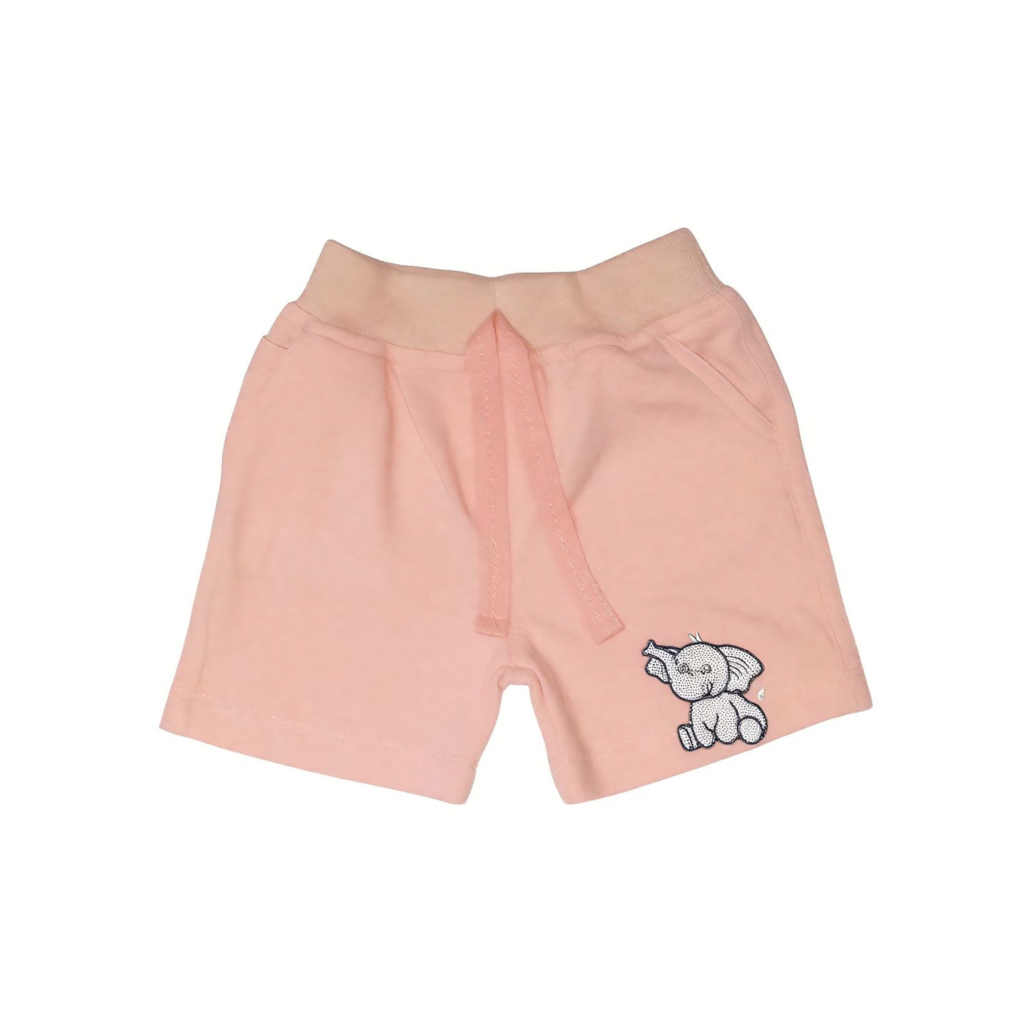 Elephant Embroidered Short - Peach