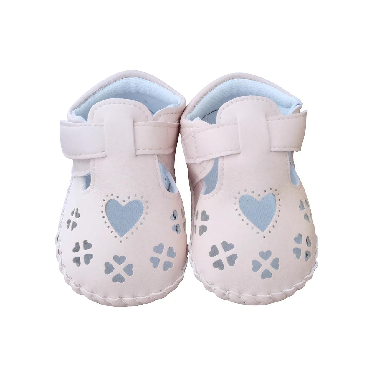 Flowers & Heart Cutout Baby Shoes - Pink