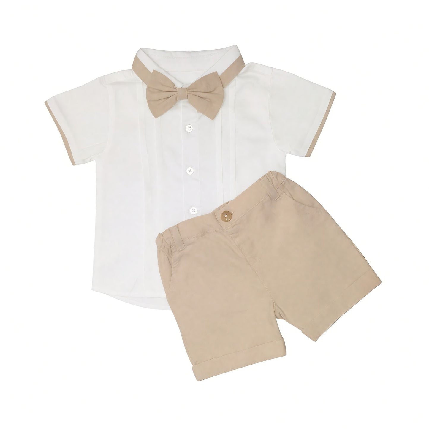 Boy's Outfit - White & Beige