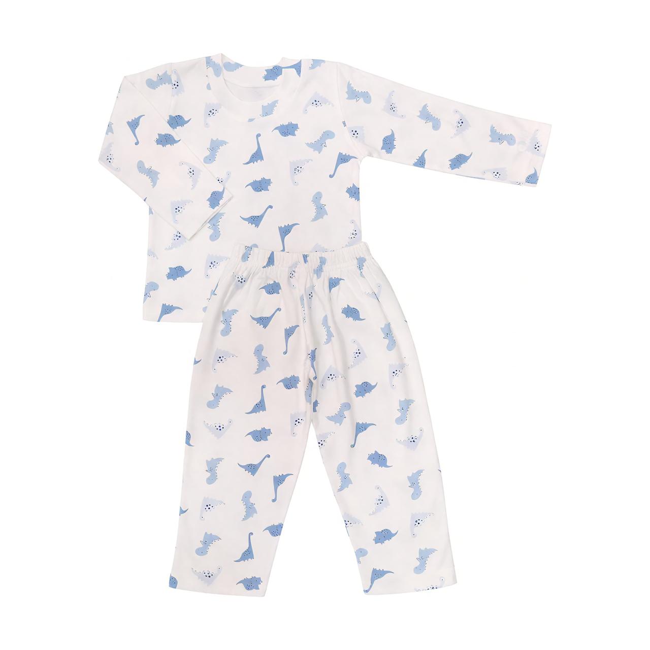 2pcs White Pajama Set - Dino Print