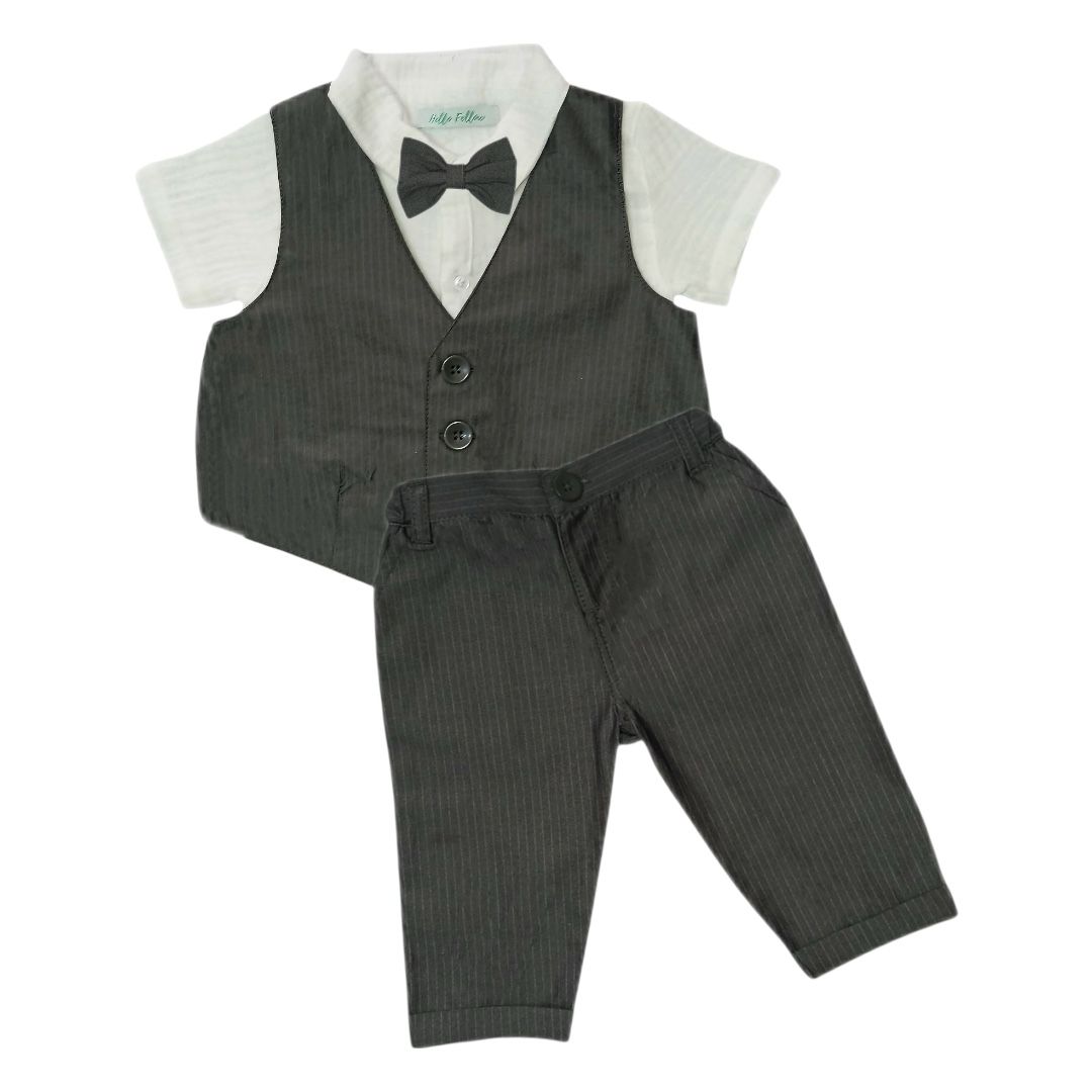 Little Gentleman Suit Set - Black Stripe