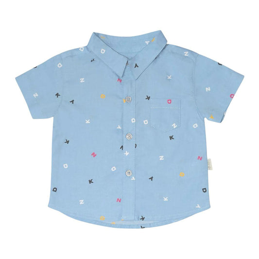 Tiny Letters Printed Shirt - Blue