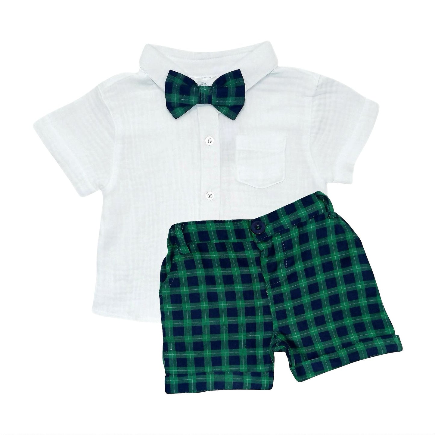 Boy's Outfit Set - White & Green