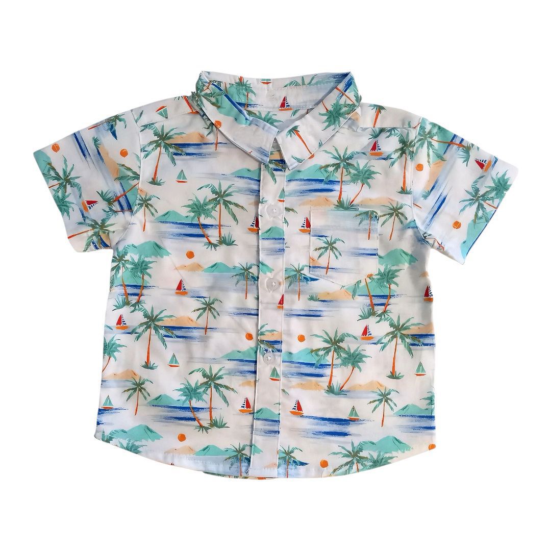 Boy's Collar Shirt - Beach Theme