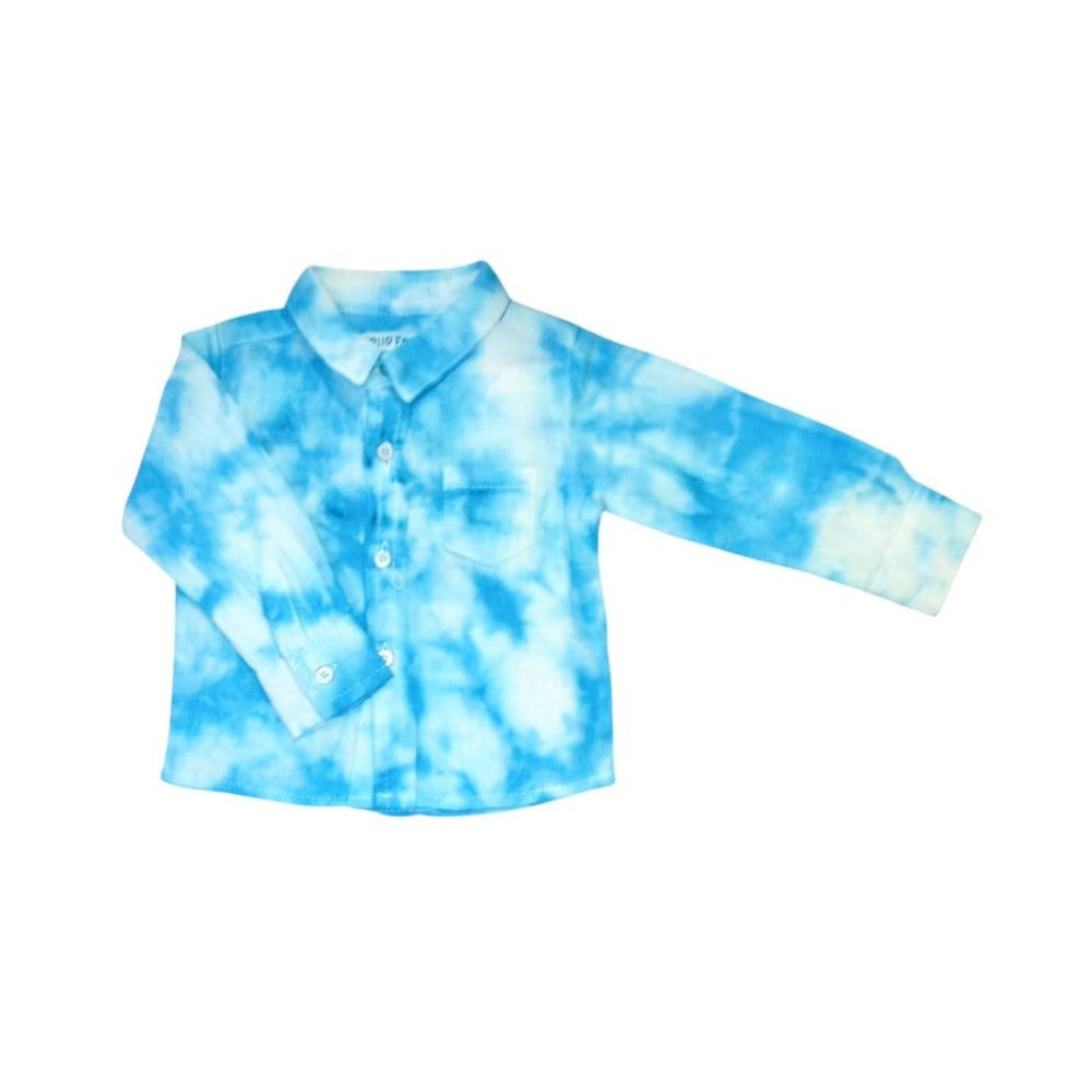 Blue and White Bathik Long Sleeve Shirt