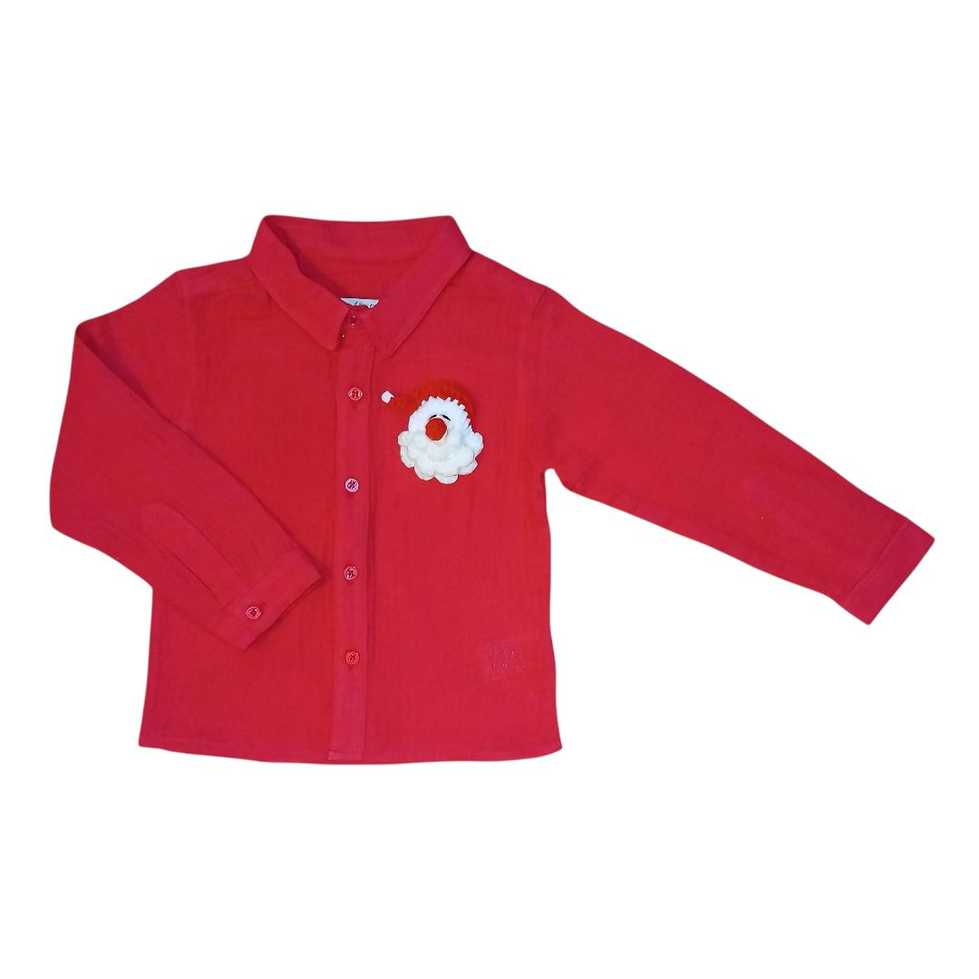 Boy's Christmas Red Long Sleeve Shirt