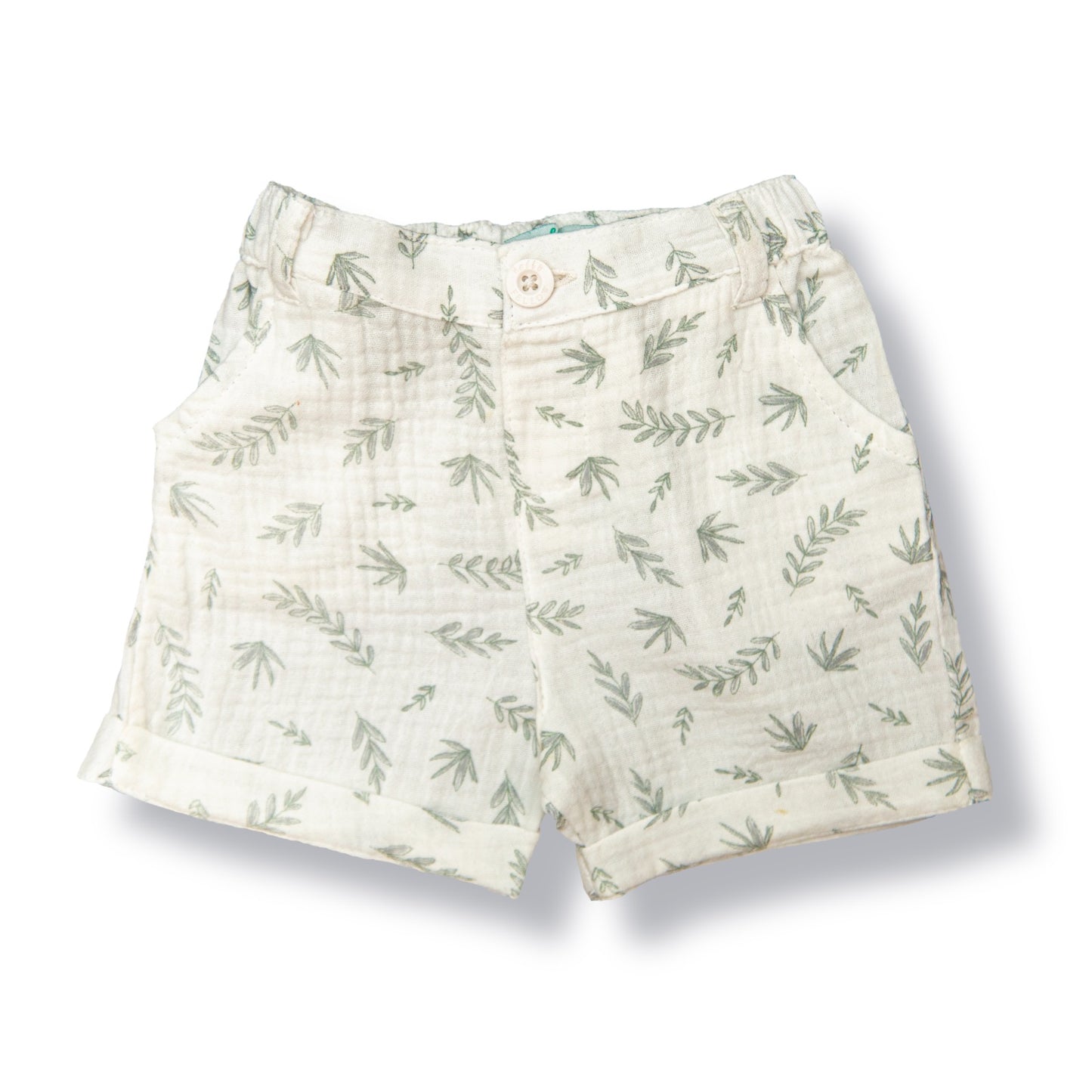 Leaf Print Muslin Short - Off White