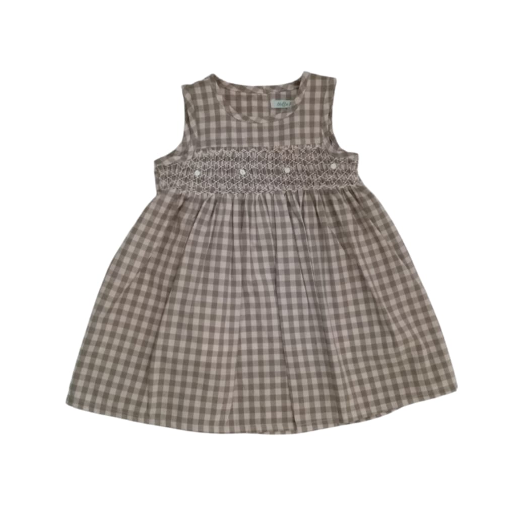 Smocked Dress - Green Checked